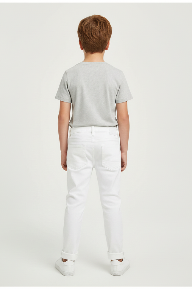 Pantalon Blanc Jean Garçon Déchiré Décontracté - vue 2