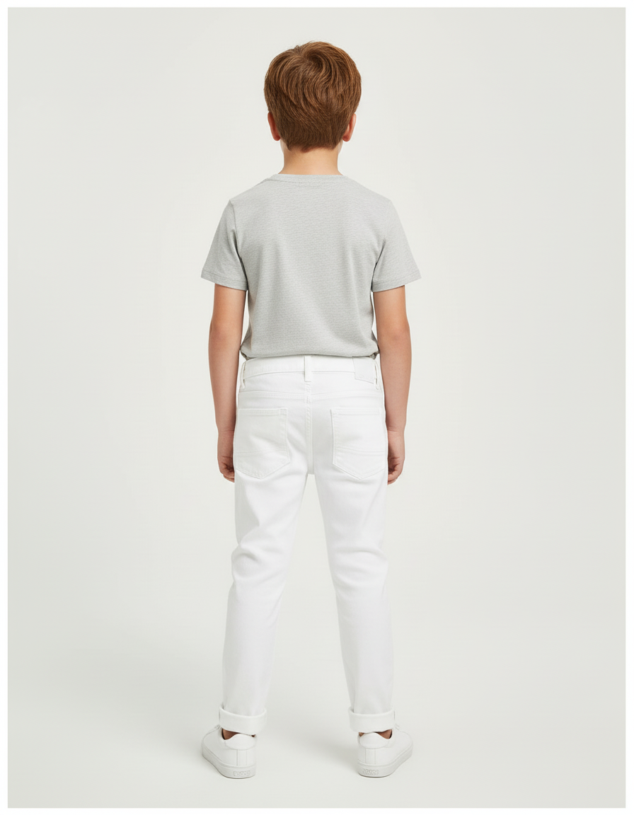 Pantalon Blanc Jean Garçon Déchiré Décontracté - vue 2