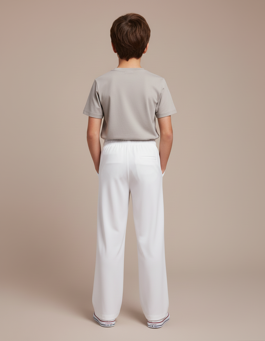 Pantalon Blanc Ample Fluide Garçon Décontracté - Polyester - vue 2