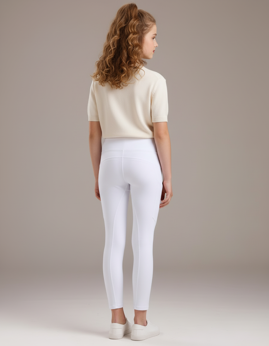 Pantalon Blanc Équestre Enfant Tricoté Silicone - Polyester - vue 2