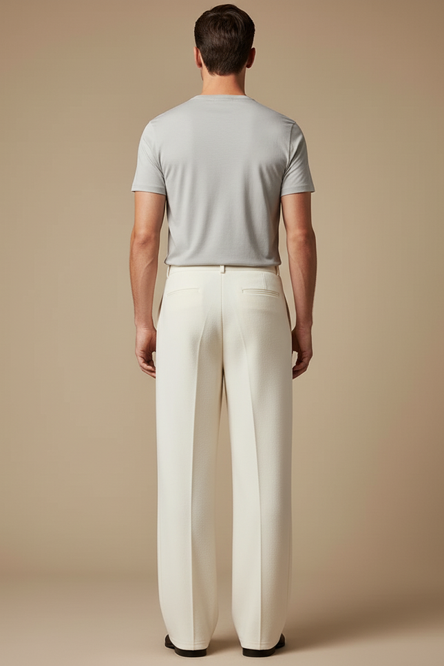 Pantalon Blanc Droit Ample Élégant Décontracté Homme - Molleton - vue 2