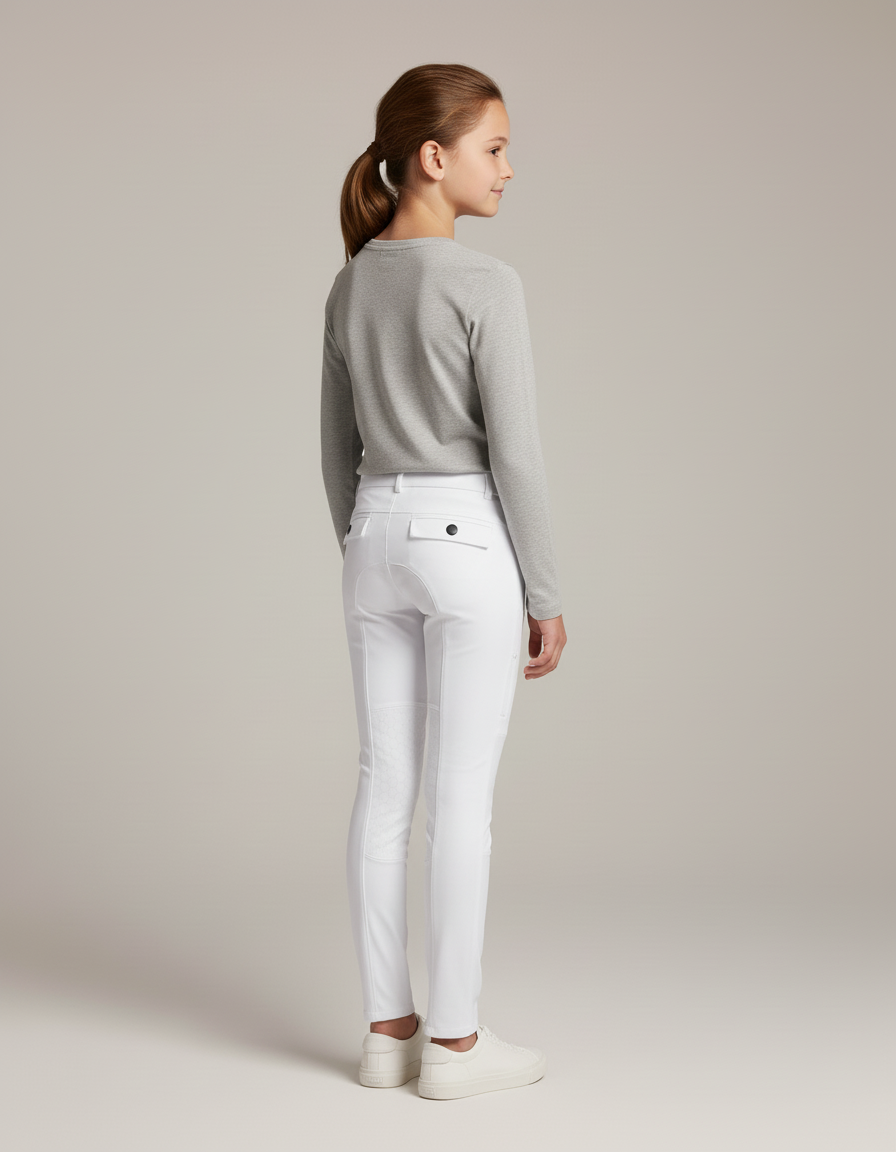 Pantalon Blanc Équestre Enfant Silicone Ajusté - Polyester - vue 2