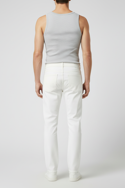 Pantalon Blanc Coton Droit Homme Classique Décontracté - Jean - vue 2
