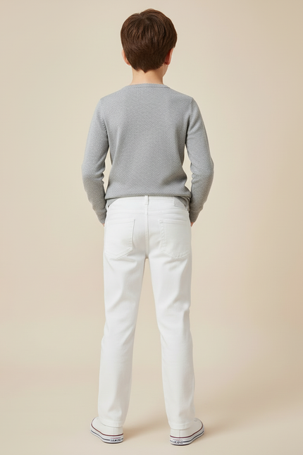 Pantalon Blanc Coton Droit Garçon Décontracté - vue 2