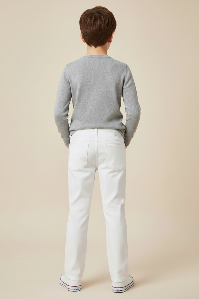Pantalon Blanc Coton Droit Garçon Décontracté - vue 2