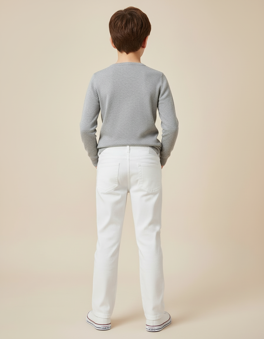 Pantalon Blanc Coton Droit Garçon Décontracté - vue 2
