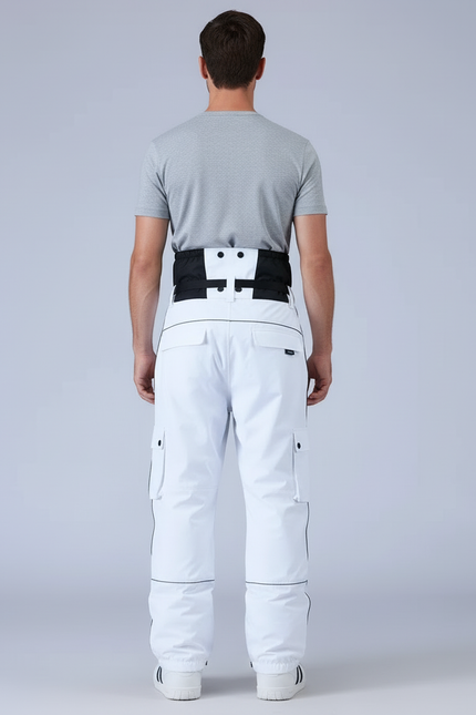 Pantalon Blanc Cargo Ample Ceinture Noir - Polyester - vue 2