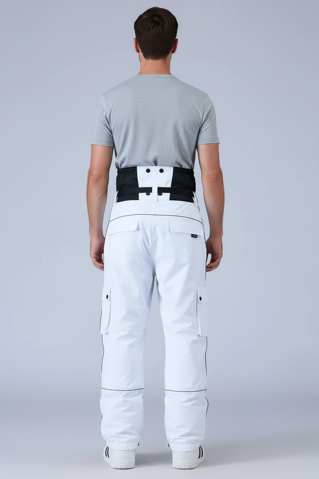 Pantalon Blanc Cargo Ample Ceinture Noir - Polyester - vue 2