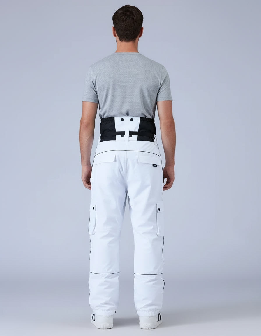 Pantalon Blanc Cargo Ample Ceinture Noir - Polyester - vue 2