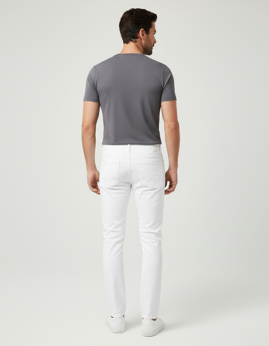 Pantalon Blanc Stretch - Coton - vue 2