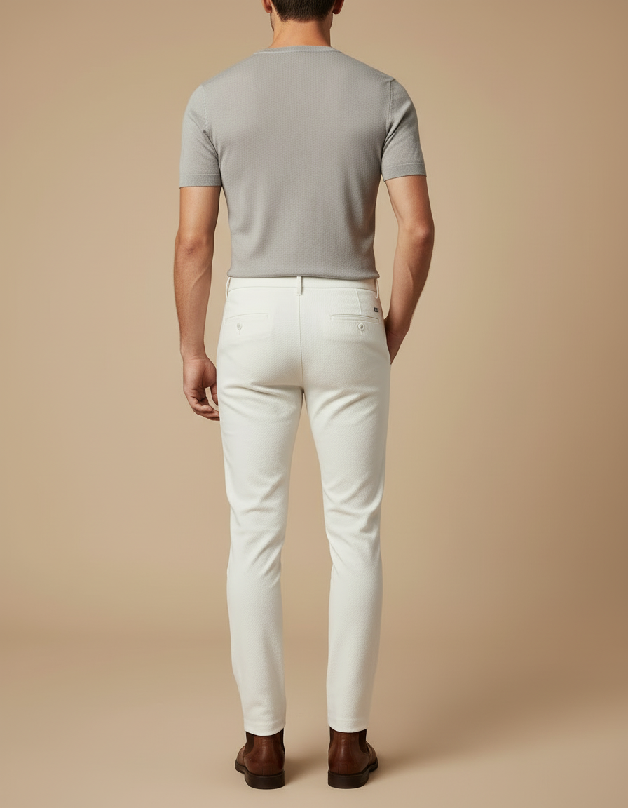 Pantalon Tissu Blanc - Gabardine - vue 2