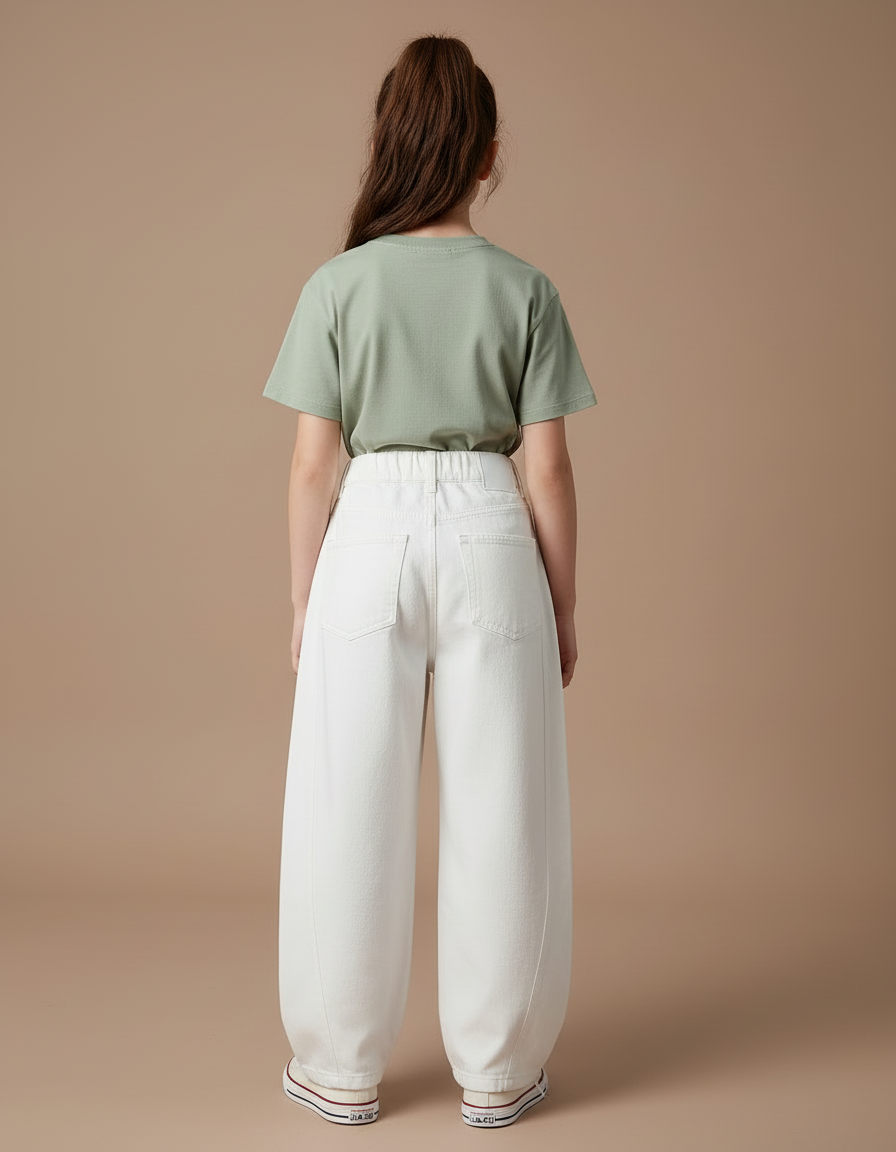 Pantalon Blanc Large Décontracté Enfant Jean - vue 2