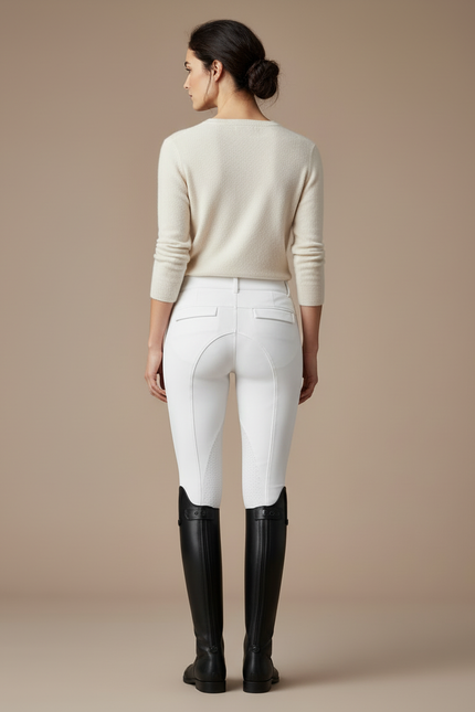 Pantalon Blanc Équestre Femme Slim Stretch Silicone - Polyester - vue 2