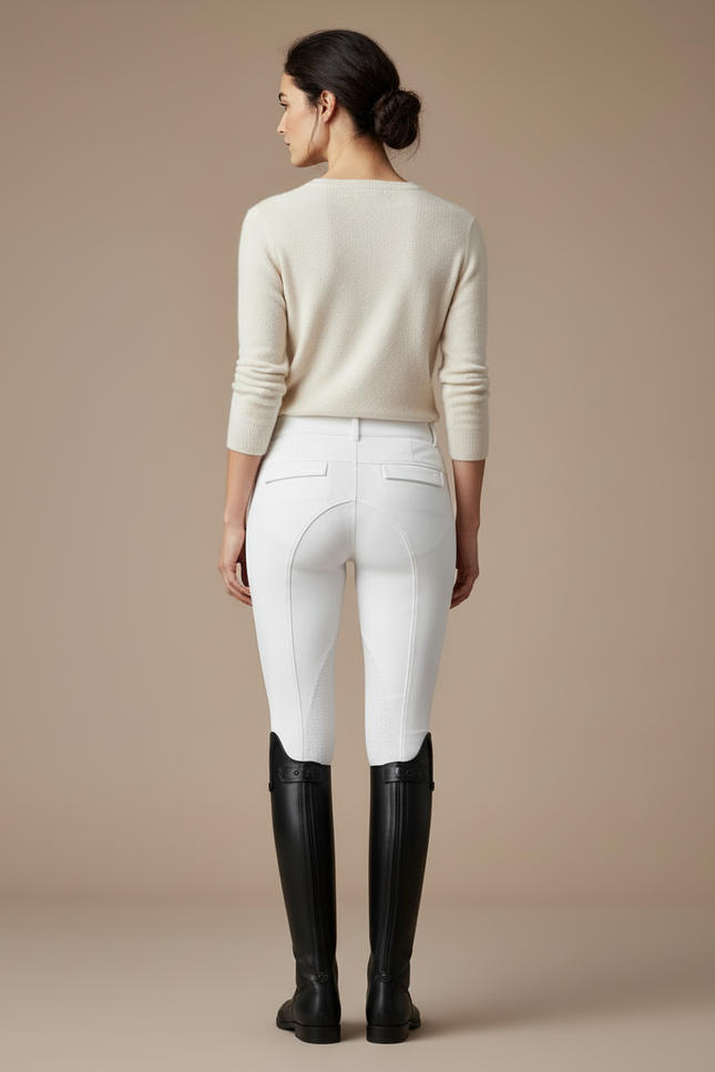 Pantalon Blanc Équestre Femme Slim Stretch Silicone - Polyester - vue 2