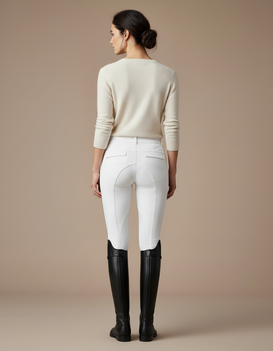 Pantalon Blanc Équestre Femme Slim Stretch Silicone - Polyester - vue 2