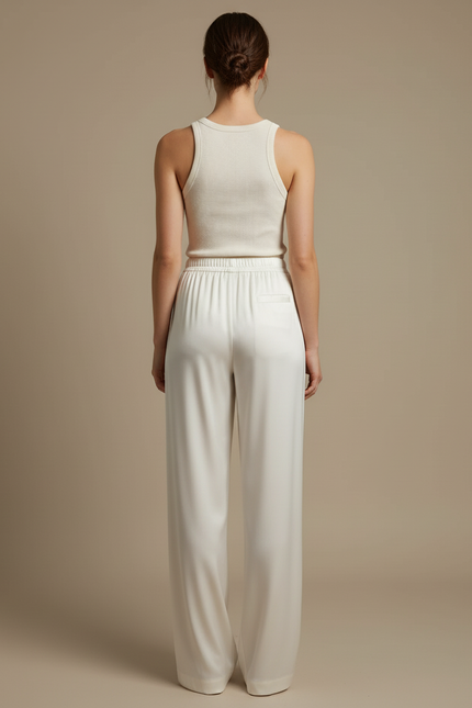 Pantalon Blanc Non Transparent - Satin - vue 2