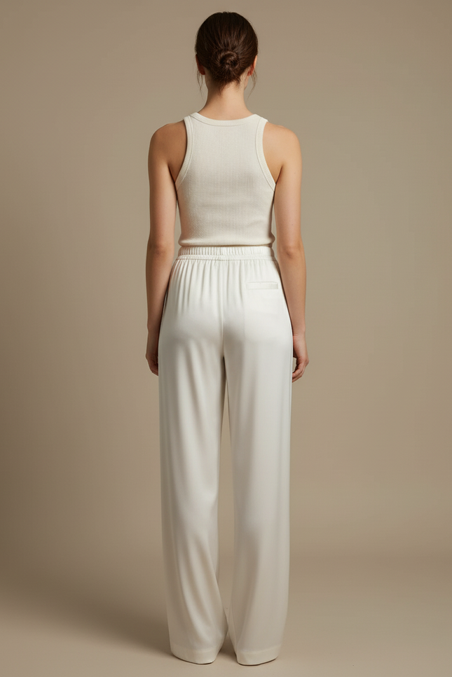 Pantalon Blanc Non Transparent - Satin - vue 2