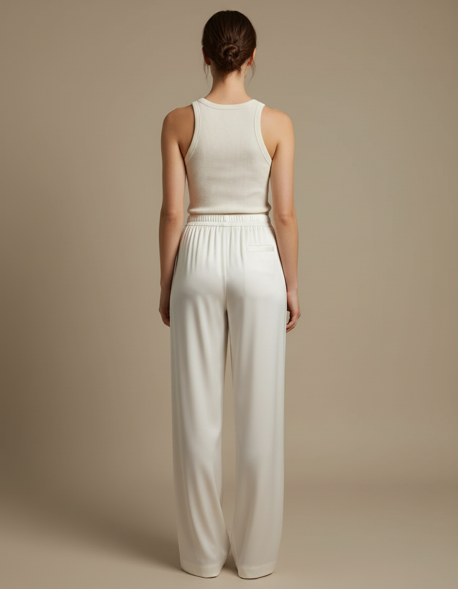 Pantalon Blanc Non Transparent - Satin - vue 2
