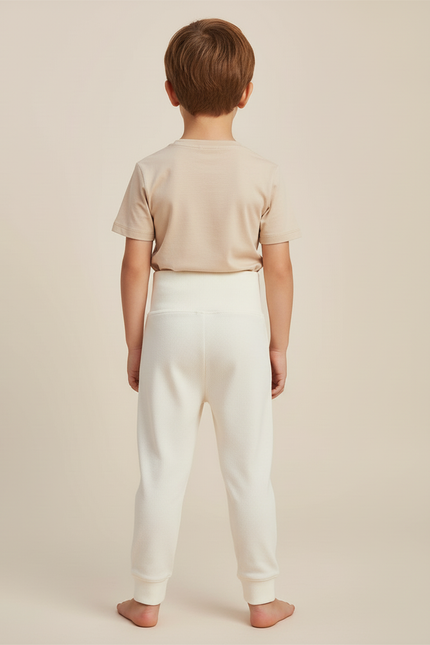Pantalon Blanc Côtelé Ours Confortable Enfant - Maille - vue 2