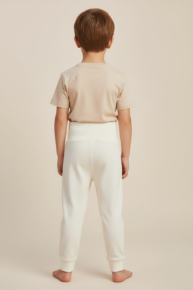 Pantalon Blanc Côtelé Ours Confortable Enfant - Maille - vue 2