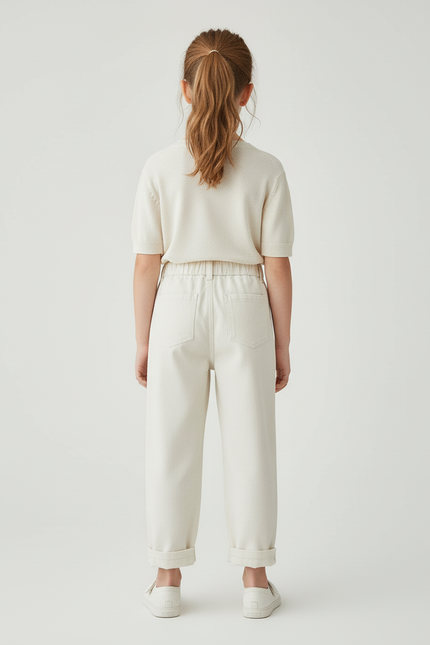 Pantalon Blanc En Coton - Beige - vue 2