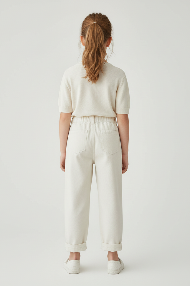 Pantalon Blanc En Coton - Beige - vue 2