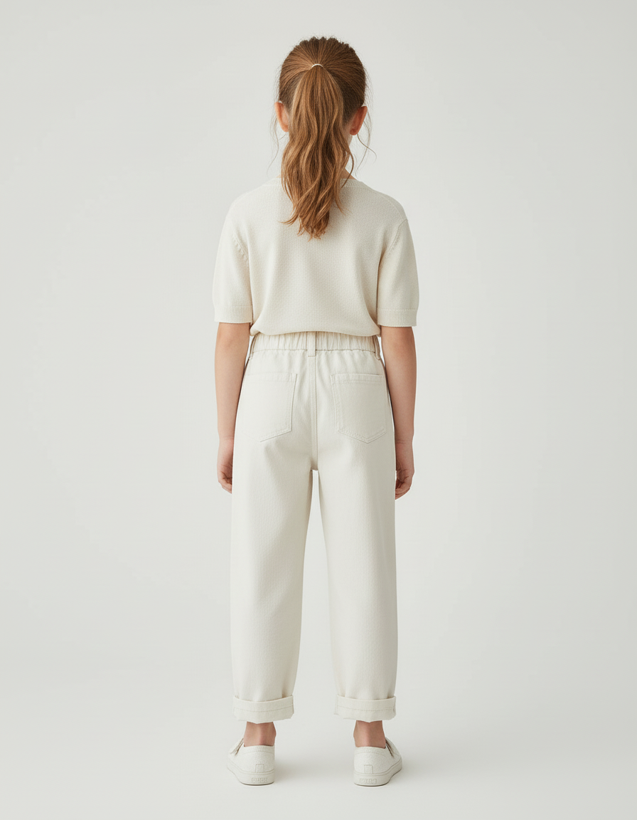 Pantalon Blanc En Coton - Beige - vue 2