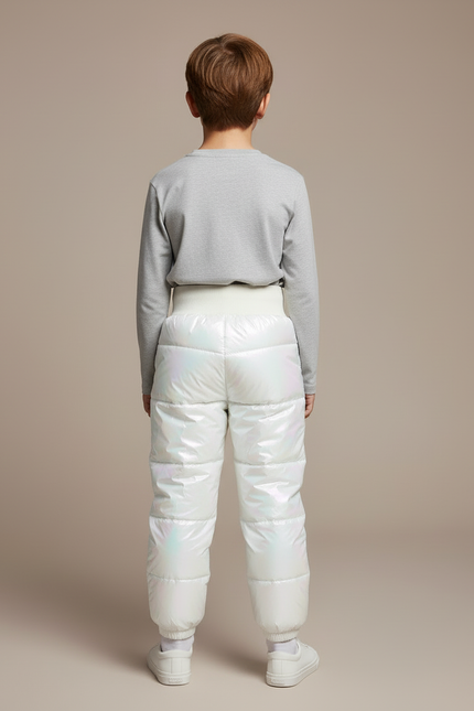 Pantalon Blanc Enfant Rembourré Brillant Hiver Chaud - Polyester - vue 2