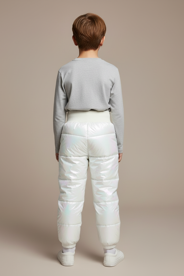 Pantalon Blanc Enfant Rembourré Brillant Hiver Chaud - Polyester - vue 2