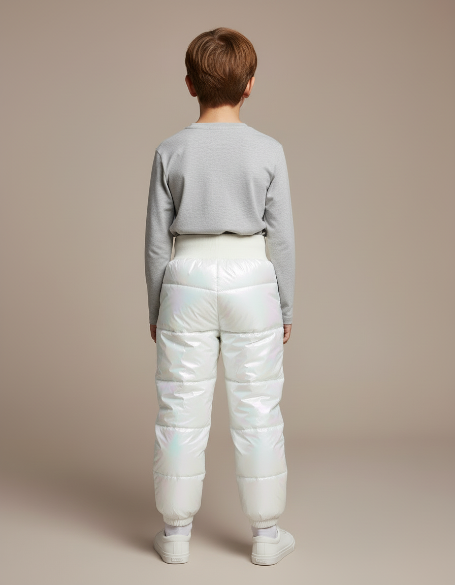 Pantalon Blanc Enfant Rembourré Brillant Hiver Chaud - Polyester - vue 2