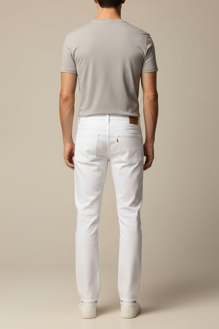 Pantalon Blanc Coton Droit Homme Décontracté Stretch - Jean - vue 2