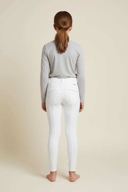 Pantalon Blanc Équestre Enfant Slim Stretch Confortable - Polyester - vue 2
