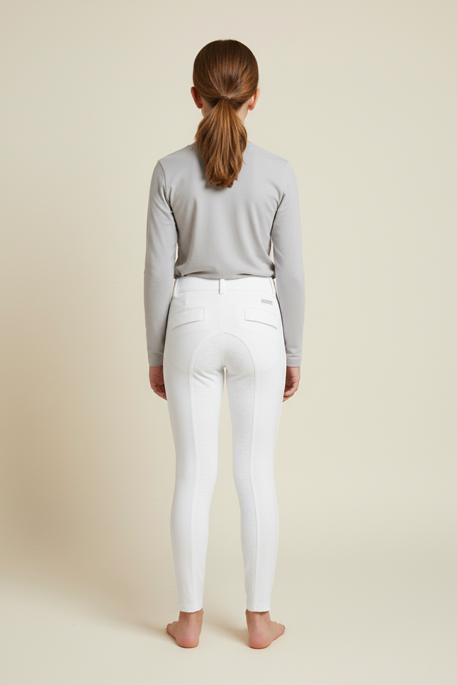 Pantalon Blanc Équestre Enfant Slim Stretch Confortable - Polyester - vue 2