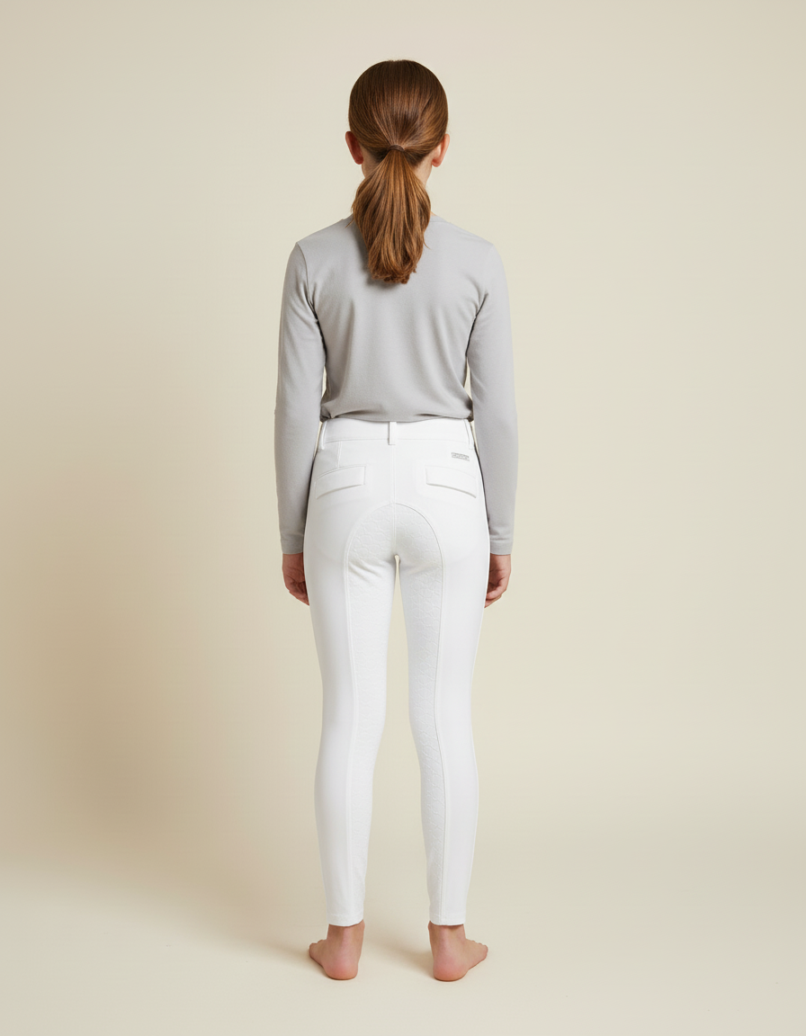 Pantalon Blanc Équestre Enfant Slim Stretch Confortable - Polyester - vue 2