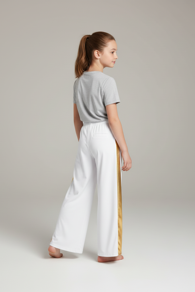 Pantalon Blanc Large Doré Brillant Fille Danse - Polyester - vue 2