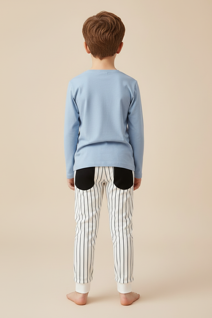 Pantalon Blanc Rayé Coton Décontracté Enfant - Molleton - vue 2