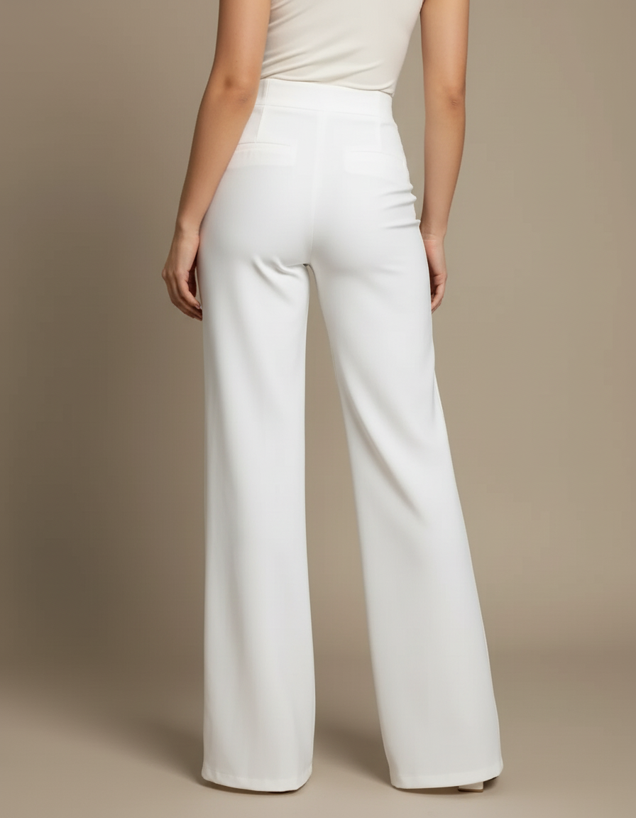Pantalon Marin Blanc Femme - Polyester - vue 2