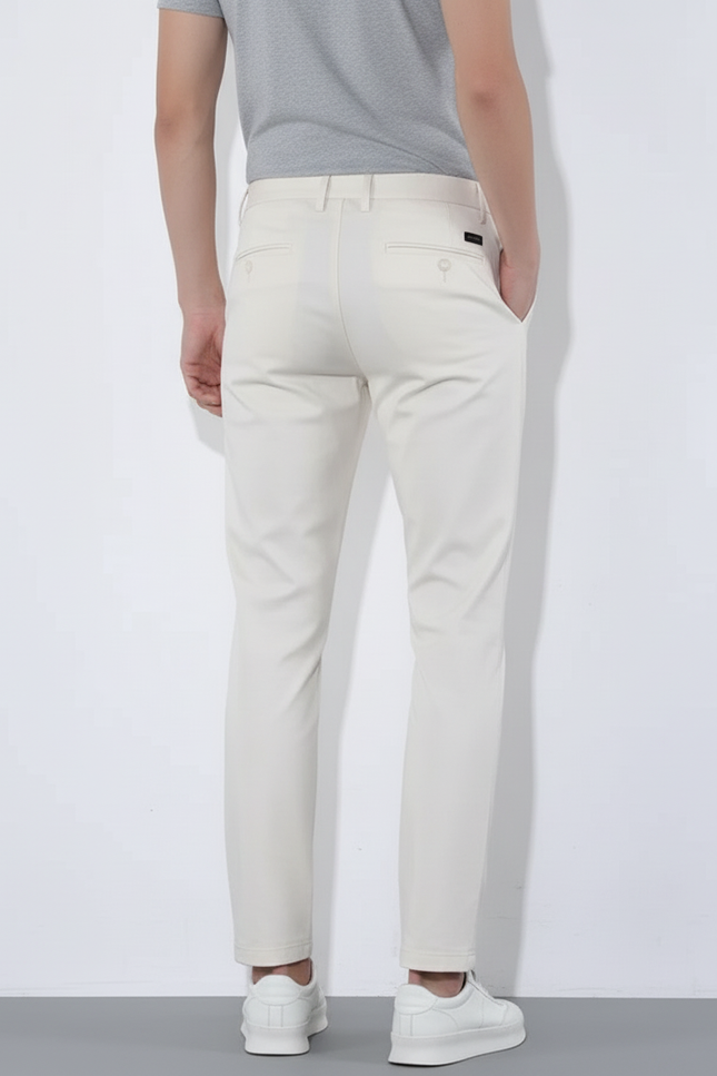 Pantalon Blanc Homme Décontracté Slim Coton Respirant - Beige - vue 2