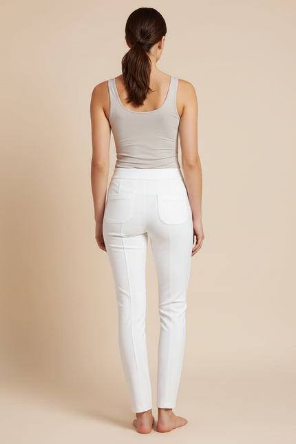 Pantalon Blanc Femme Slim Ajusté Équestre Poches - Polyester - vue 2