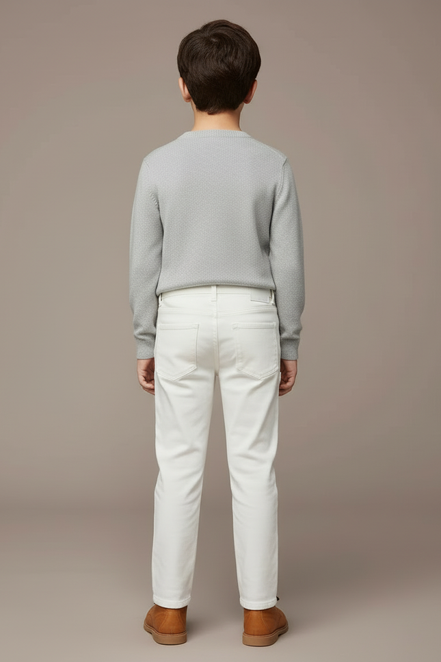 Pantalon Blanc Droit Décontracté Uni Enfant Coton - vue 2