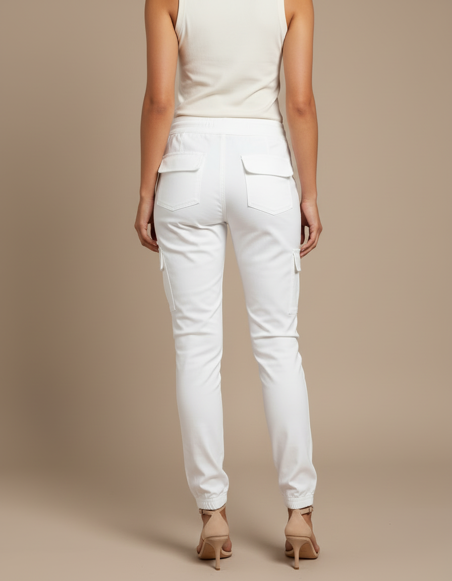 Pantalon Cargo Militaire Blanc - Coton - vue 2