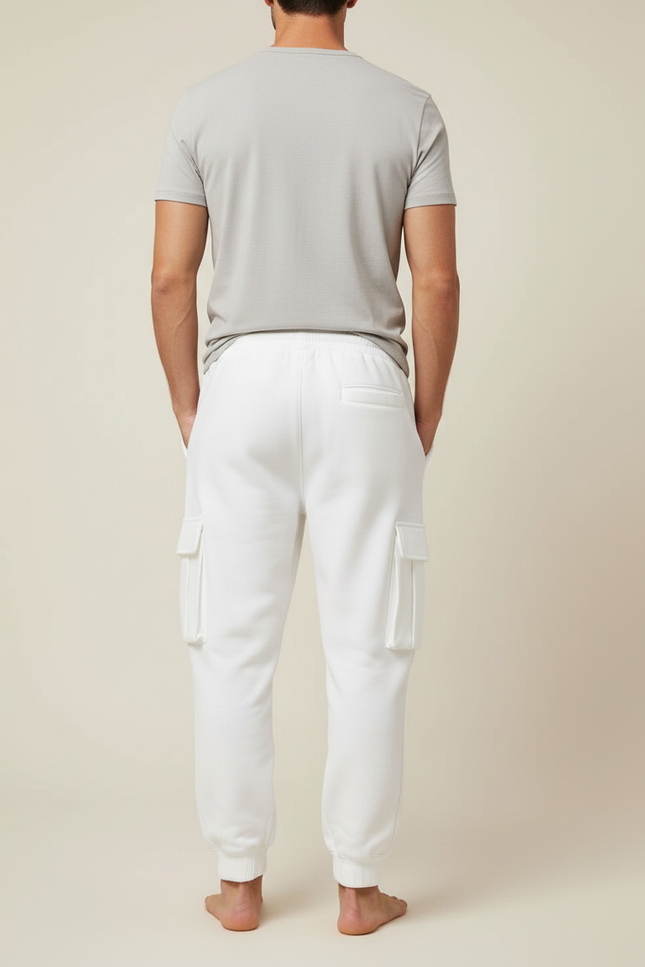 Pantalon Blanc Cargo Molletonné Décontracté Homme - vue 2