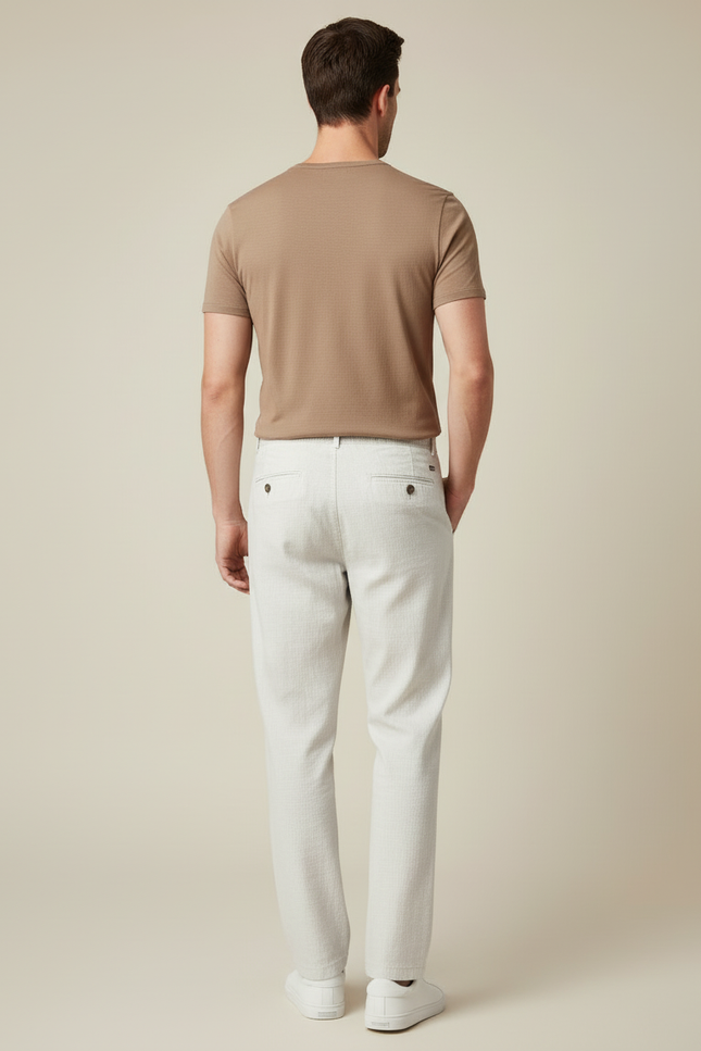 Pantalon Blanc Lin Décontracté Droit Homme Léger - vue 2