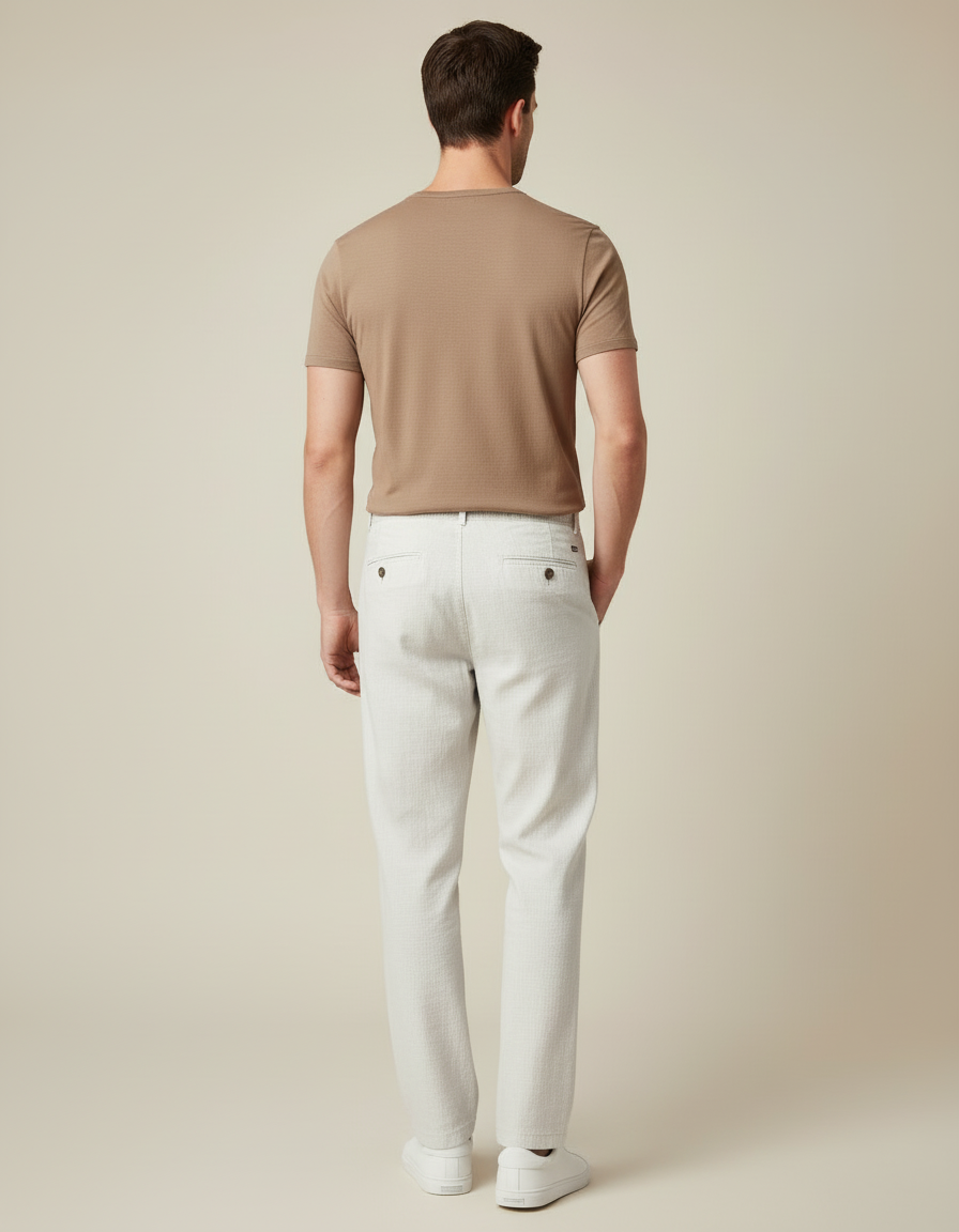 Pantalon Blanc Lin Décontracté Droit Homme Léger - vue 2