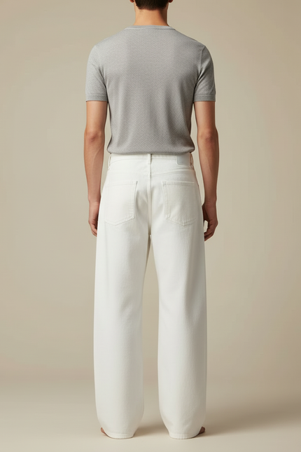 Pantalon Blanc Grande Taille Homme - Jean - vue 2