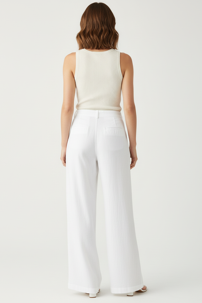 Pantalon De Lin Blanc Femme - vue 2