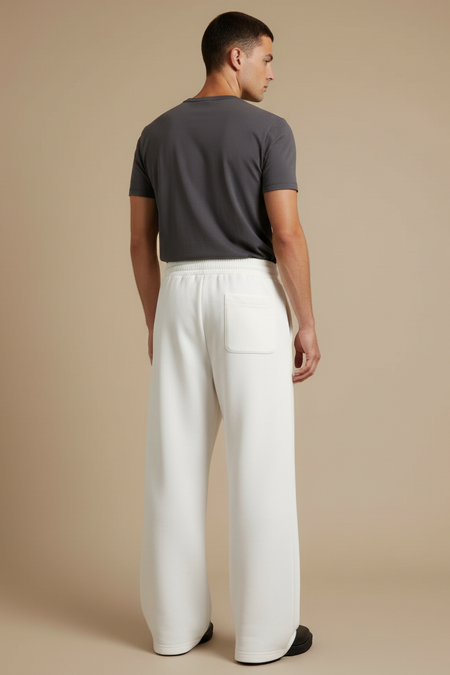 Pantalon Blanc Ample Molletonné Décontracté Homme Logo - vue 2