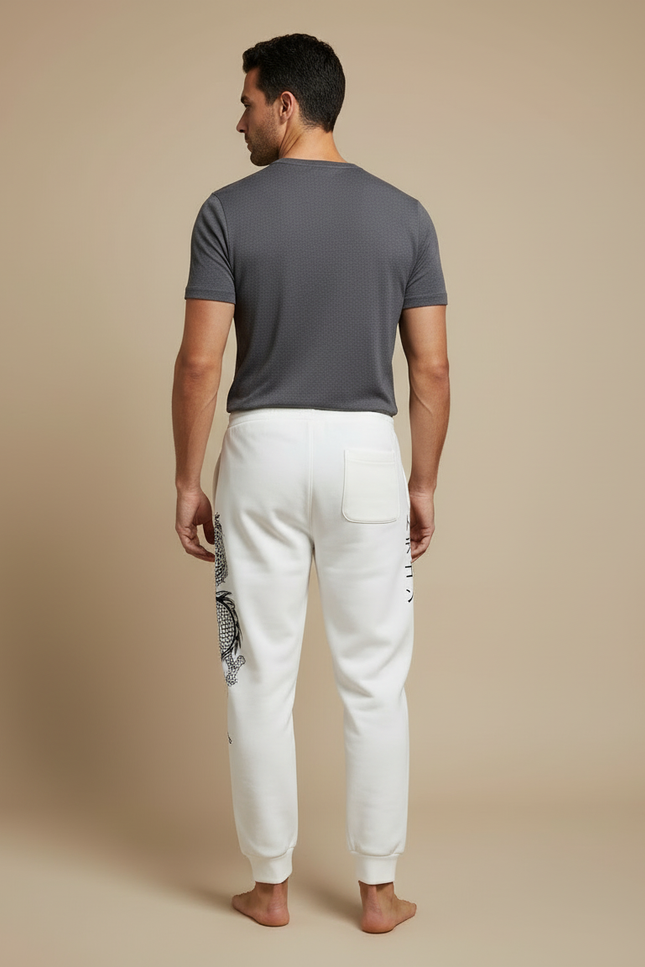 Pantalon Blanc Jogging Dragon Japonais Décontracté Homme - Molleton - vue 2
