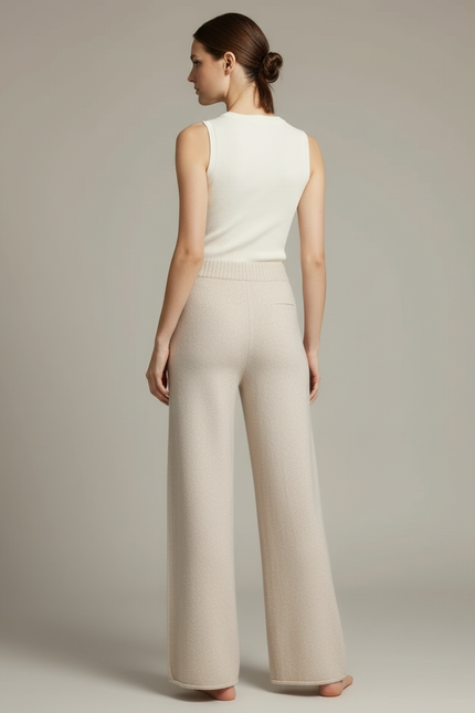 Pantalon Beige Blanc - Laine - vue 2
