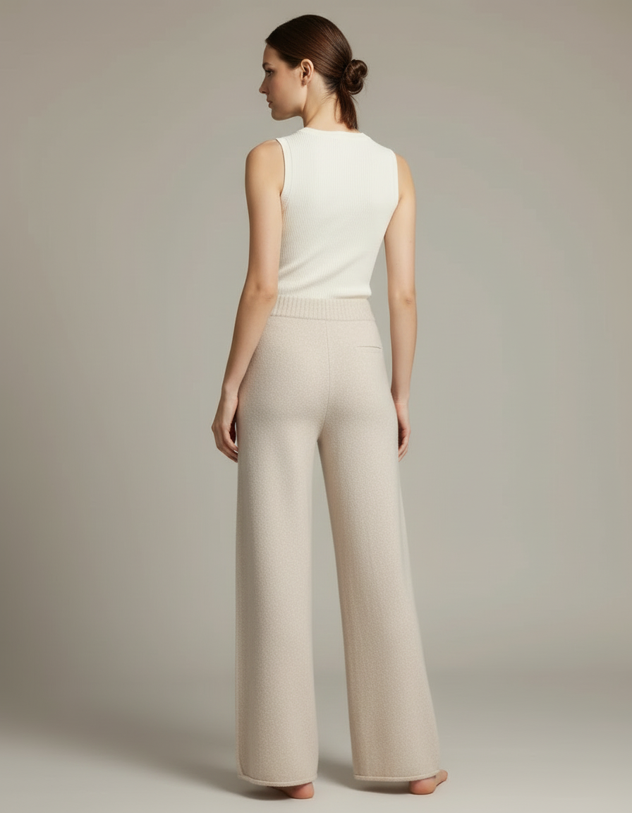 Pantalon Beige Blanc - Laine - vue 2